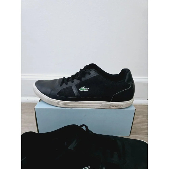 Lacoste Strideur 116 Black Low Rise Mens Lace Up Fashion Sneakers Shoes 12 - Picture 3 of 11